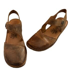 Josef Seibel Rosalie Mary Jane Brandy Leather Women's Sandals Size 9